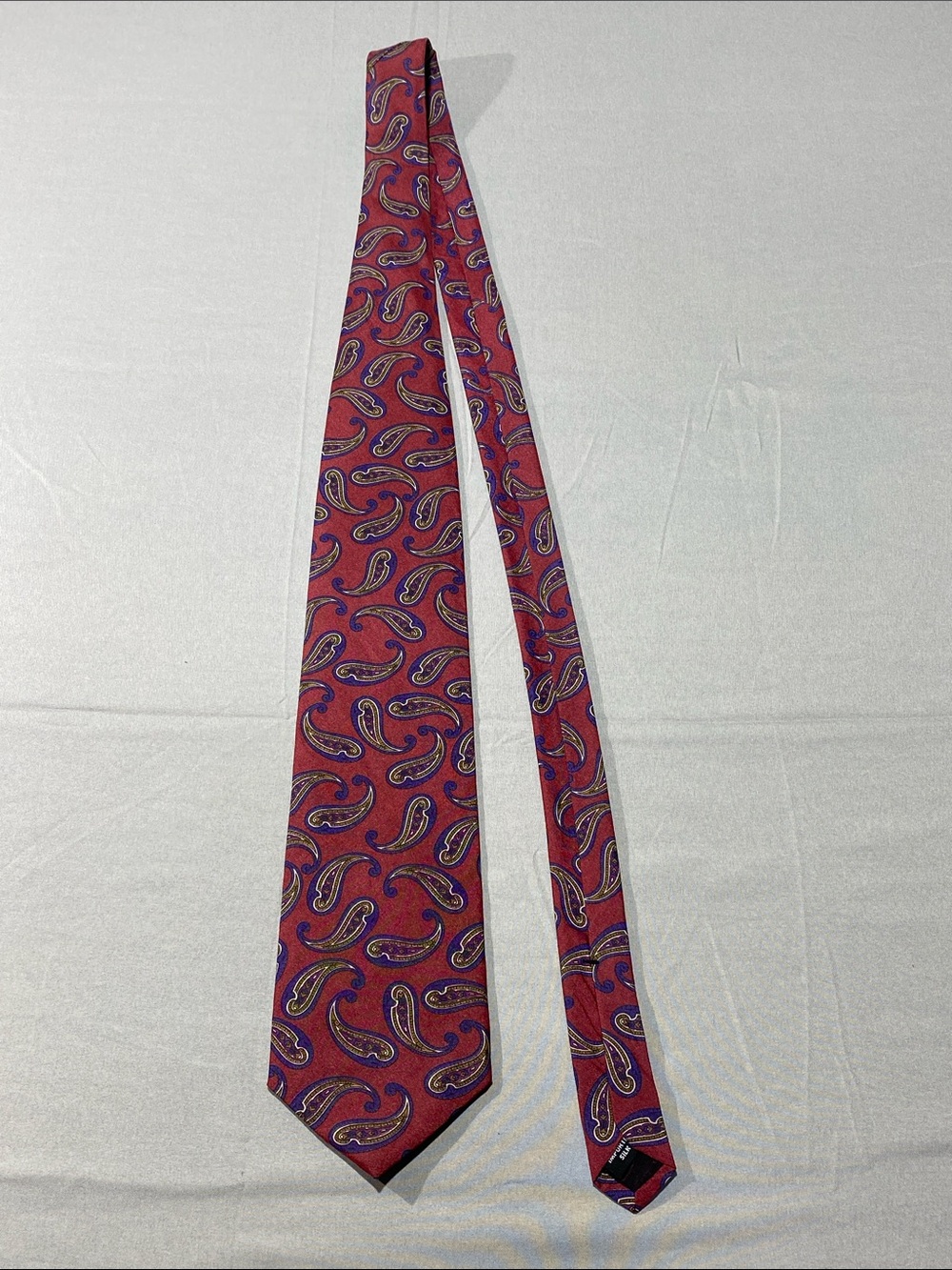 Windsor Red Paisley Silk Tie with Blue Accents